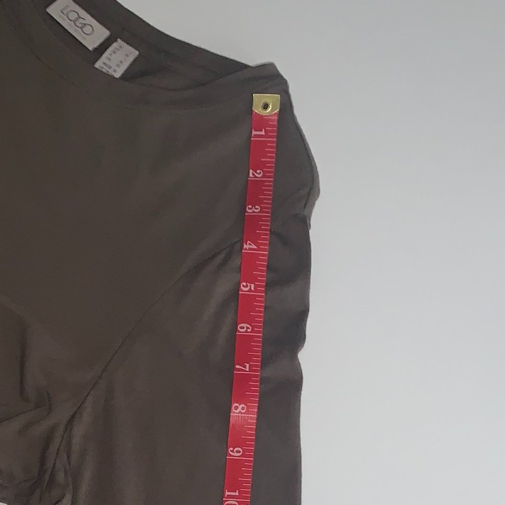 NWOT Logo Lori Goldstein Long Sleeve Dark Camo Green (Almost Brown) Shirt Sz Lg - Picture 10 of 13